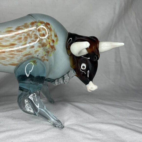Handblown Glass Bull With Horns Glass Art Murano or Murano-Style Vintage - Picture 2 of 7